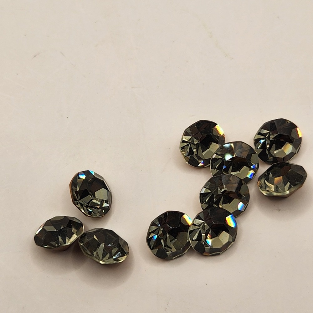 12 Lot Vintage Merchants Overseas SS29 Black Crystal Chaton Rhinestones Foil 6mm